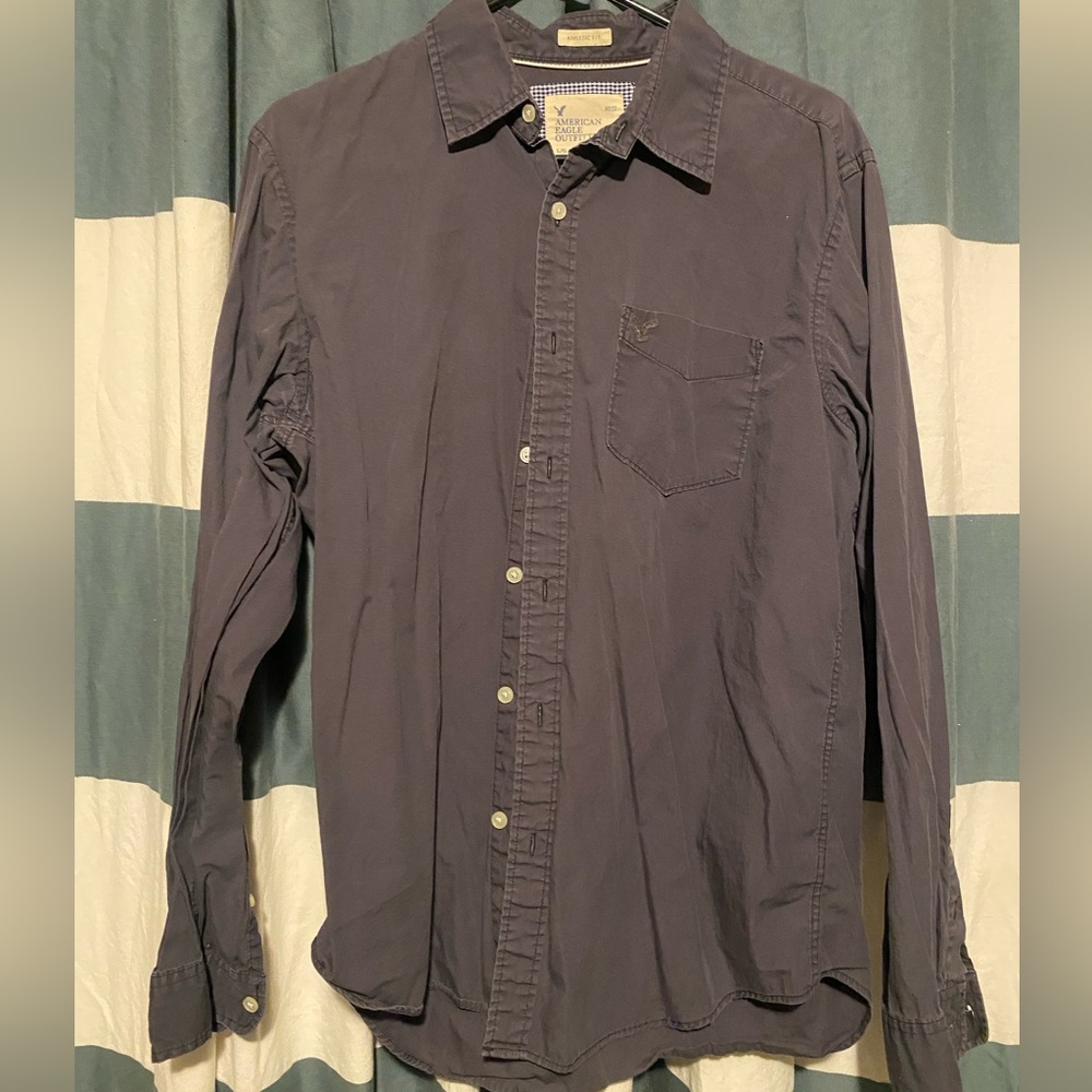 American Eagle Outfitters Dark Gray Button-Up Shirt - Picture 1 of 3